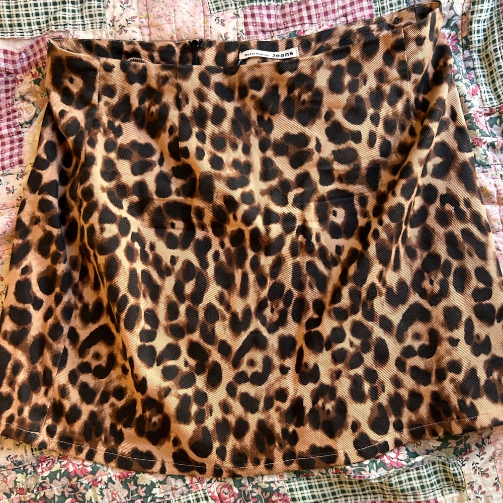 Reformation Jean animal print mini skirt
